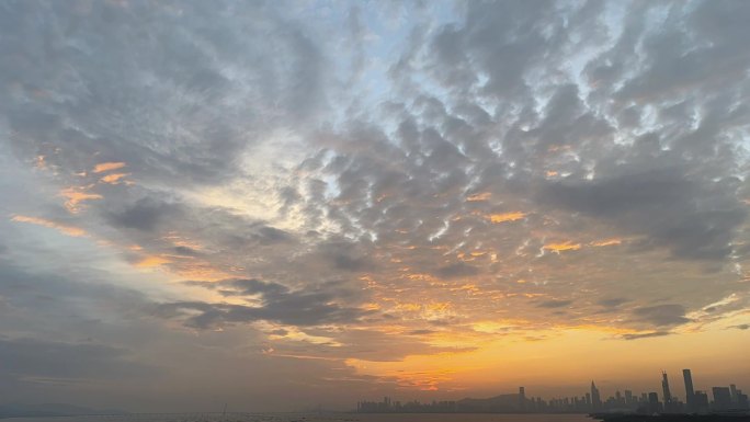 深圳湾晚霞云彩天空