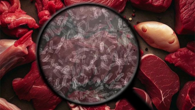 在生肉中寻找细菌生物科学病毒细胞病毒微观