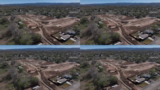 无人机拍摄的一个住宅建筑工地在大枢纽，科罗拉多州