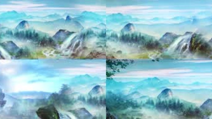 云雾缭绕 唯美仙境 山水意境境  中国风