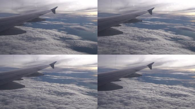 4K飞机窗外 机翼云海
