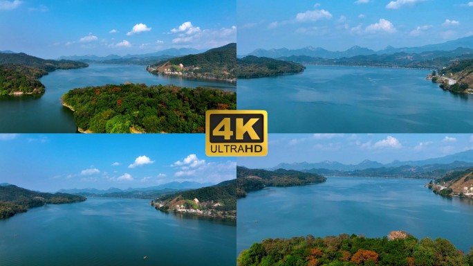 【4K】清远飞来峡蓝天白云北江河