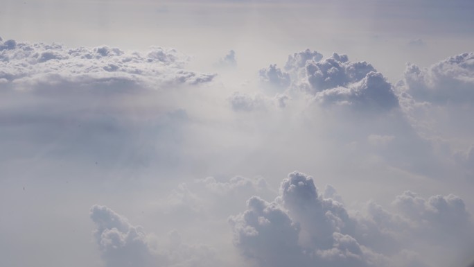 4K飞机窗外 云海 丁达尔 仙境 云雾