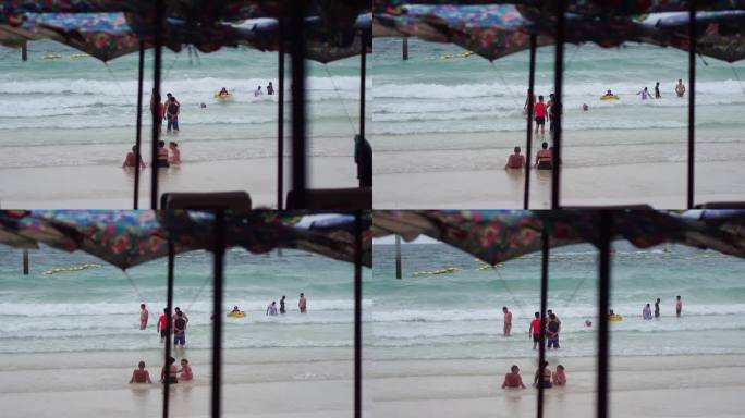 泰国芭提雅沙滩游客游玩