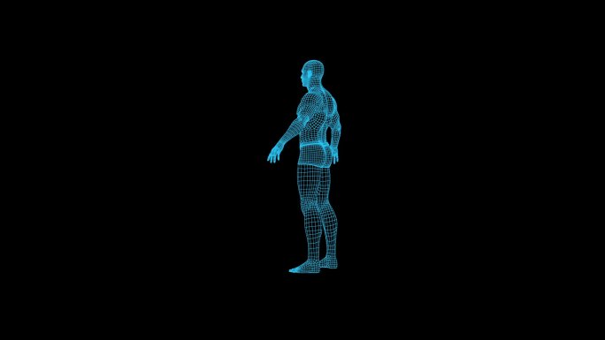 蓝色科技全息人体视频素材动画