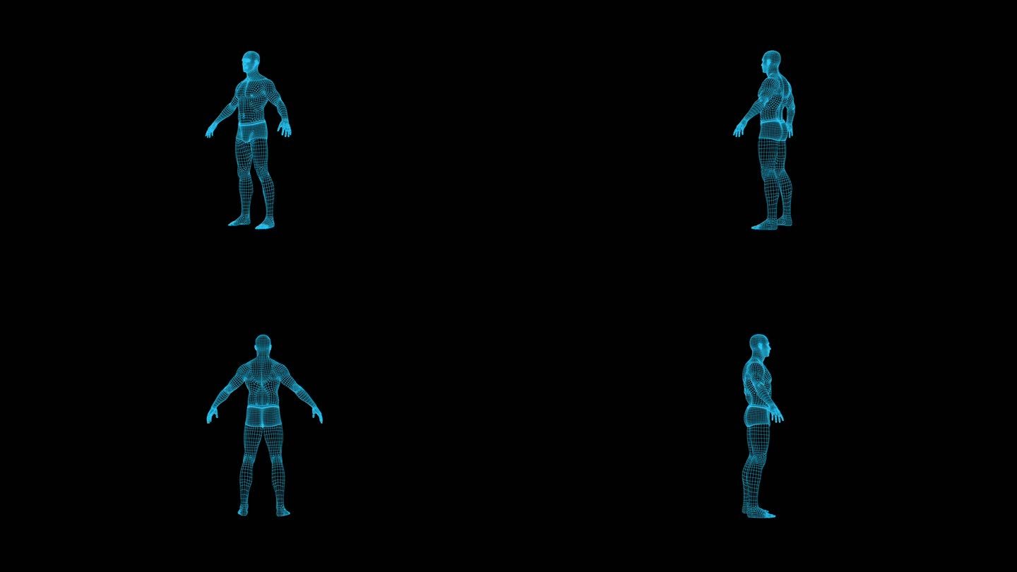 蓝色科技全息人体视频素材动画
