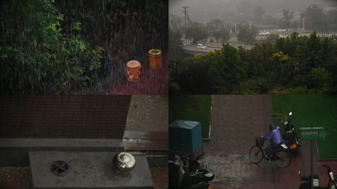 下雨 城市 行人 暴雨 大雨 打伞的人