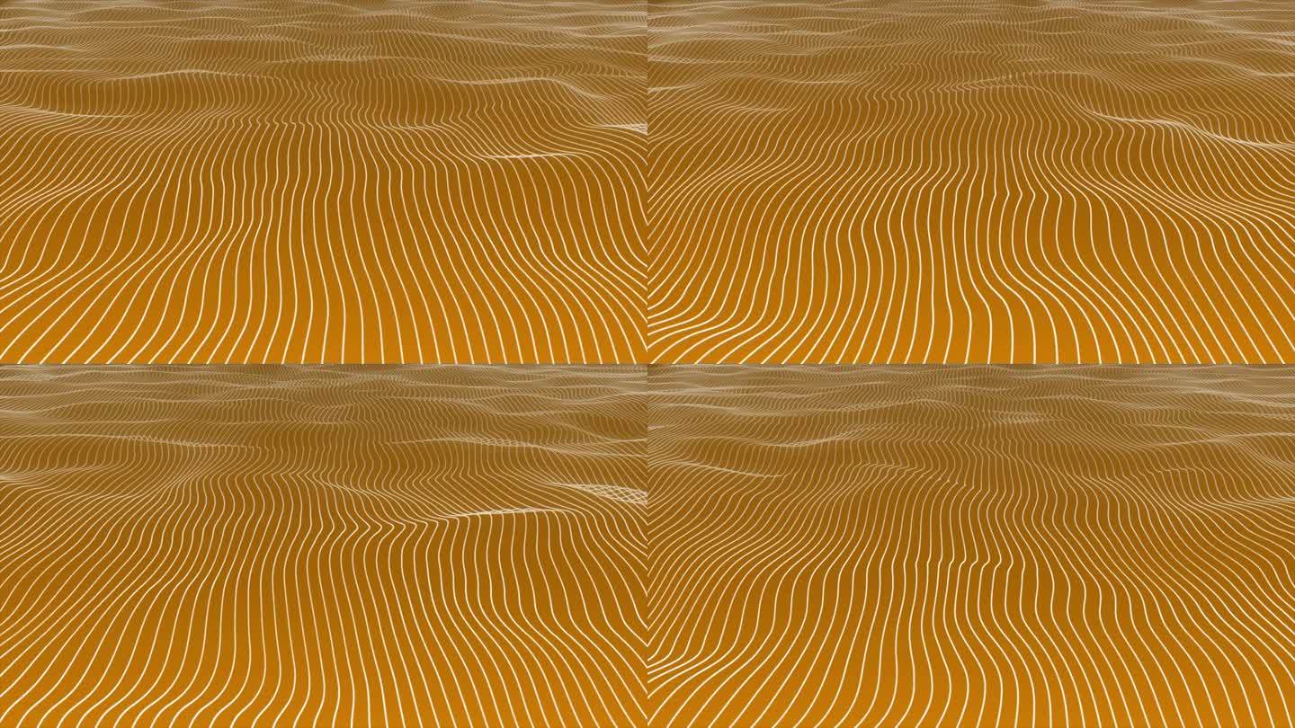 3D橙色慢动作波浪垂直条形线在橙色的背景