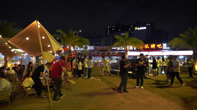 营地 篝火晚会 聚会 夜晚 烤肉 大学生