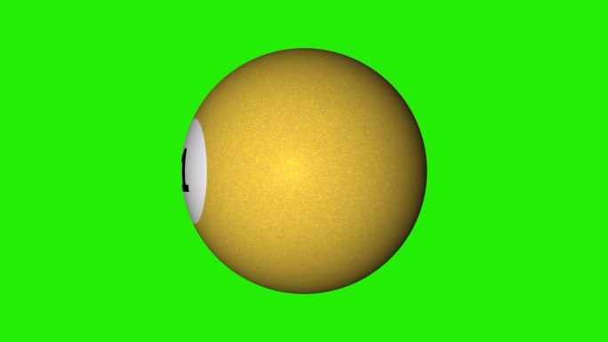 3D动画斯诺克黄色1号球与色度键可移动的背景