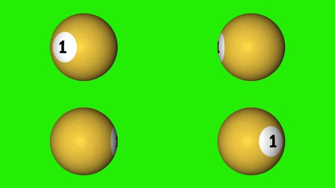 3D动画斯诺克黄色1号球与色度键可移动的背景