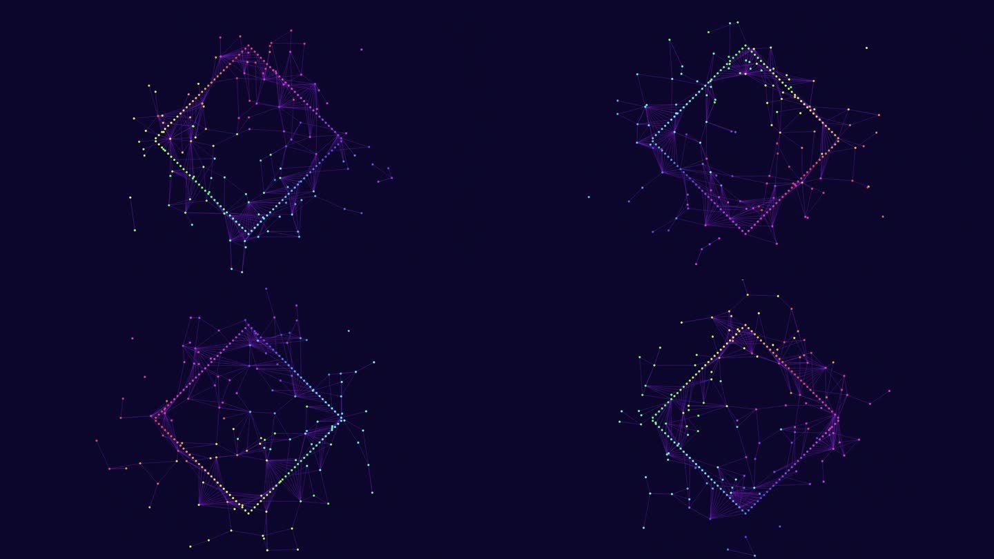 紫色菱形几何设计与点和线