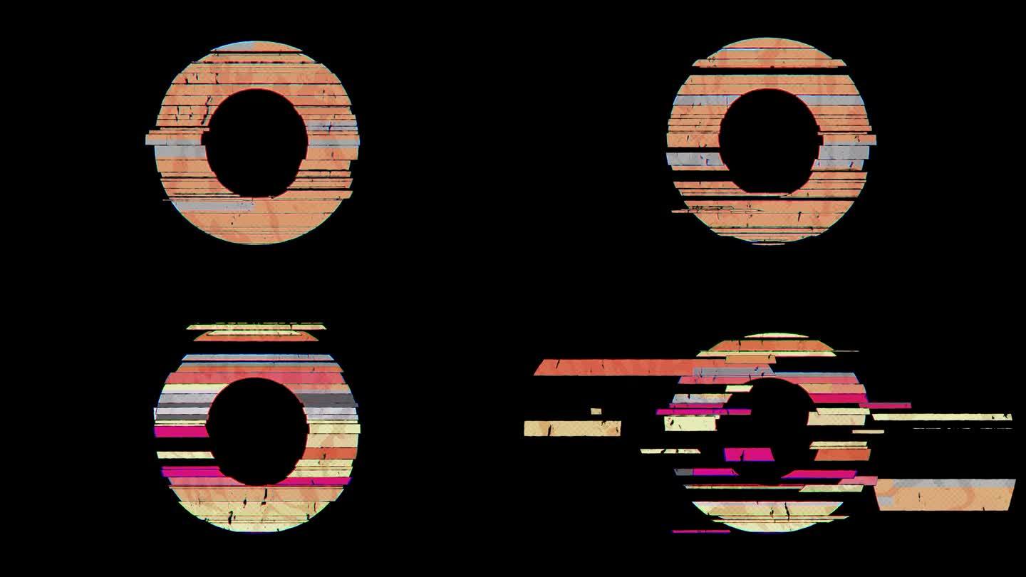 O到P字母切换在卡通Glitchy风格在透明背景在4k动画。