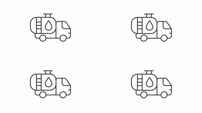油罐车黑色简练线性动画，透明背景高清视频，无缝循环4K视频，代表石油行业