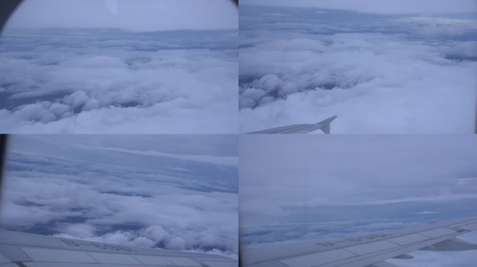 4K飞机窗外 机翼机窗 云层