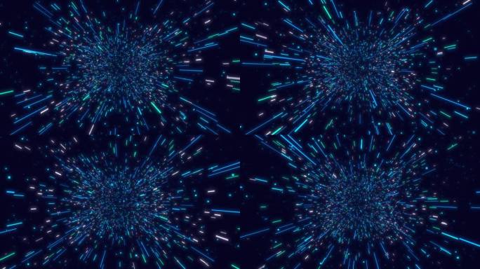 光束粒子科幻隧道的网络空间背景。光速移动的光线，