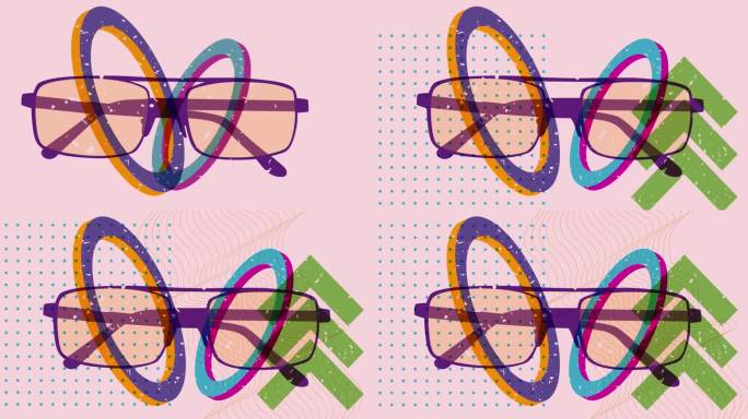 Risograph眼镜与几何形状的动画。