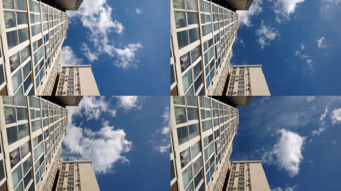 城市大楼蓝天白云延时镜头