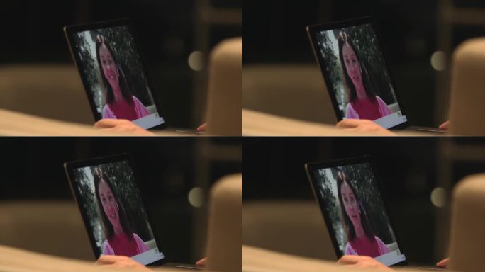 笔记本电脑屏幕与女人说话，视频电话会议和虚拟会议