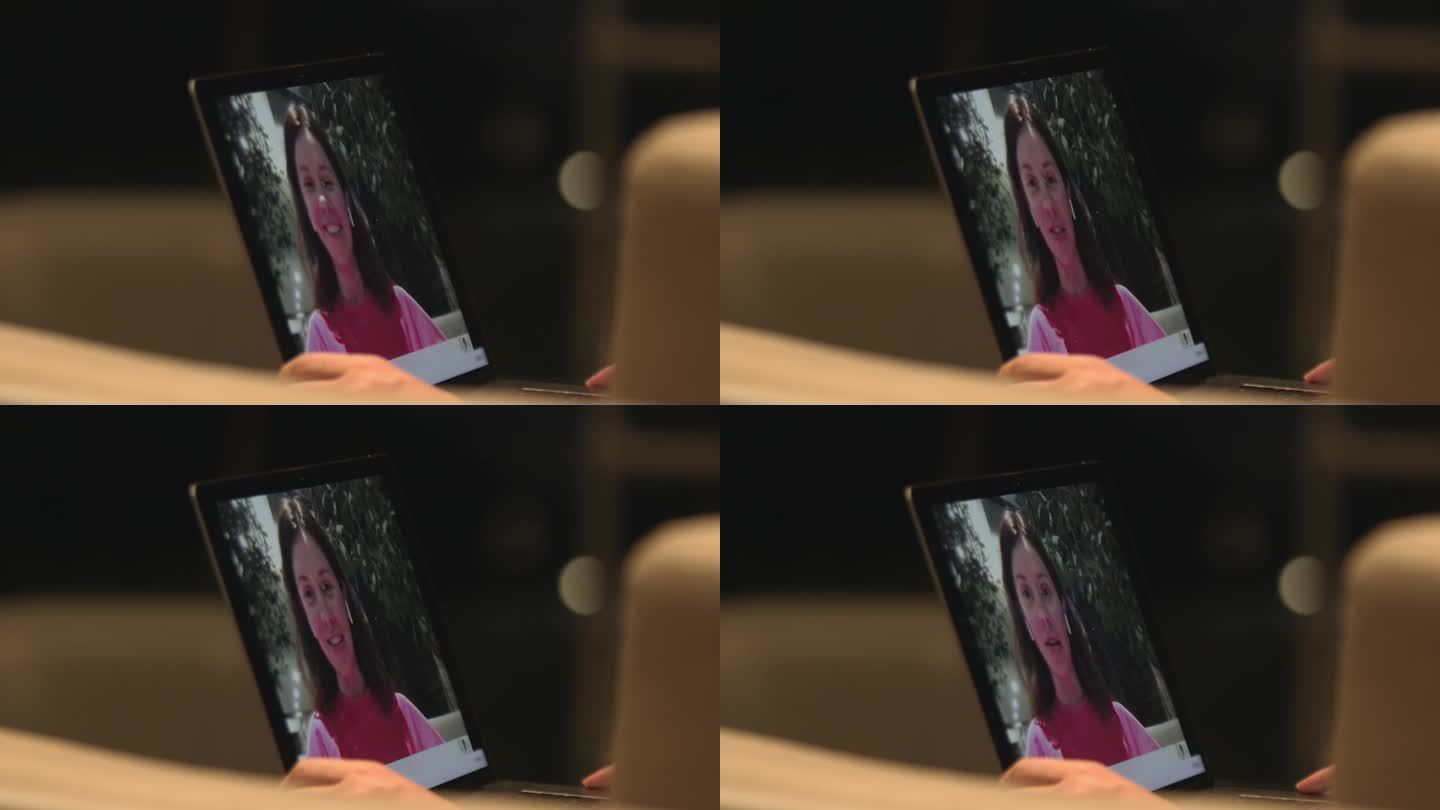 笔记本电脑屏幕与女人说话，视频电话会议和虚拟会议