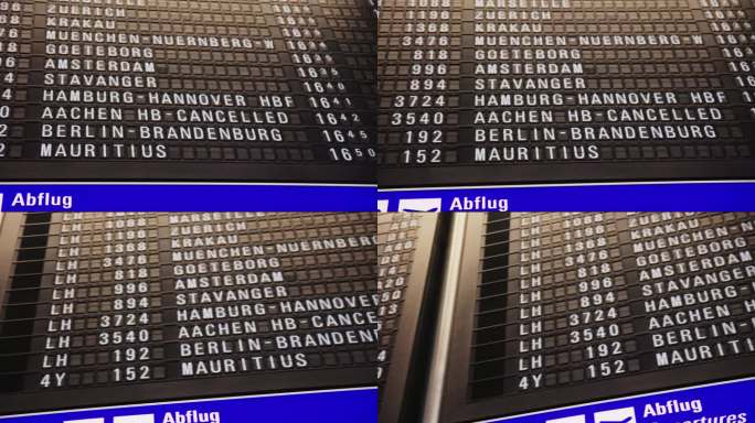 机场的黑色模拟离境记分牌