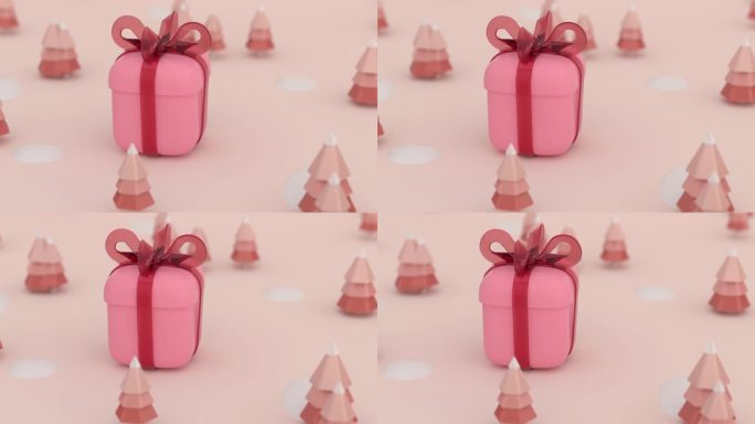 礼盒粉红场景3d渲染圣诞装饰
