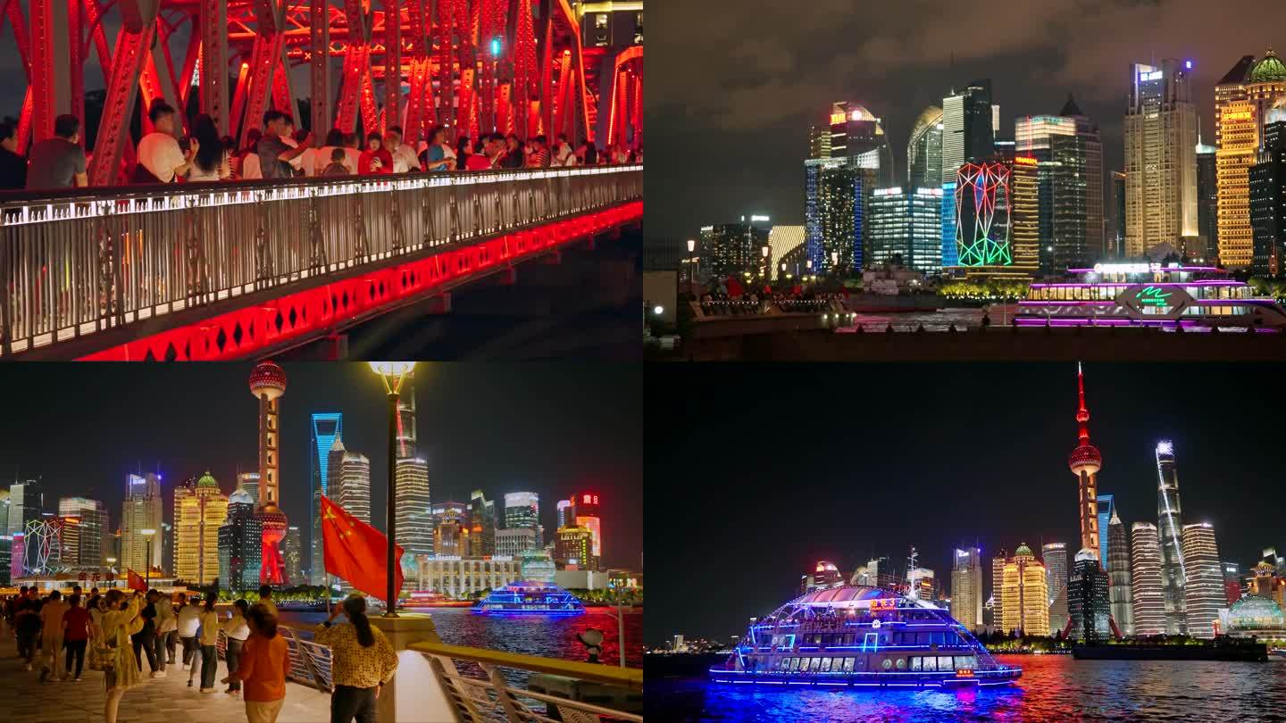 上海外滩苏州河外白渡桥夜景风光7