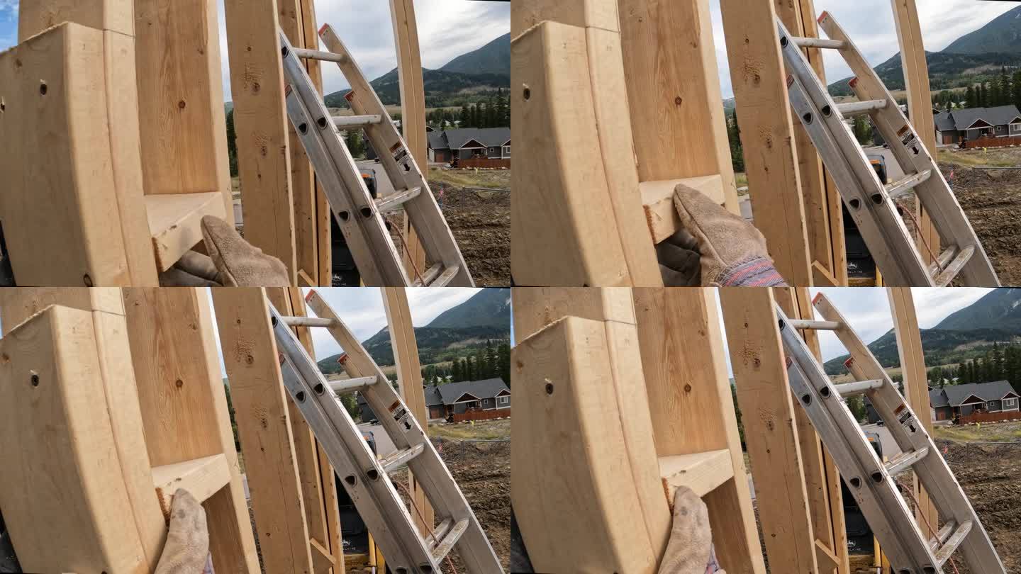 用木块加固墙体的视角