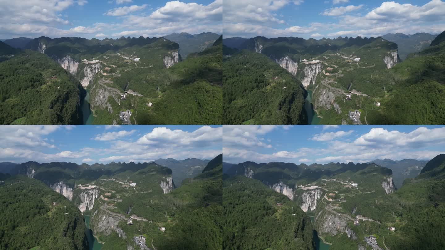 恩施鹤峰屏山峡谷景区航拍全景空镜