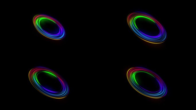 霓虹灯圆形抽象背景彩色漩涡概念。明亮闪亮的圆形边框用于演示幻灯片。