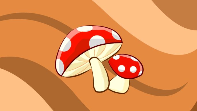 有趣的食物动画配蘑菇，艺术，甜美。