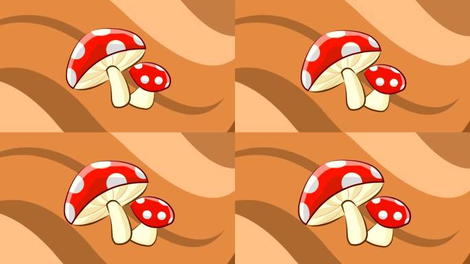 有趣的食物动画配蘑菇，艺术，甜美。