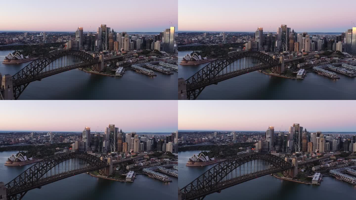 悉尼薰衣草湾的日出在桥上
