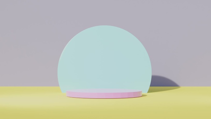 3d动画模拟圆柱平台的产品介绍，3d渲染，3d插图。柔和的颜色。