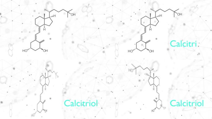 骨化三醇，化学结构和骨架式。维生素D的活性形式，在肾脏中产生，也是治疗低血钙的药物。