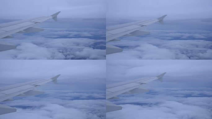 4K飞机窗外 机翼 云层 云海