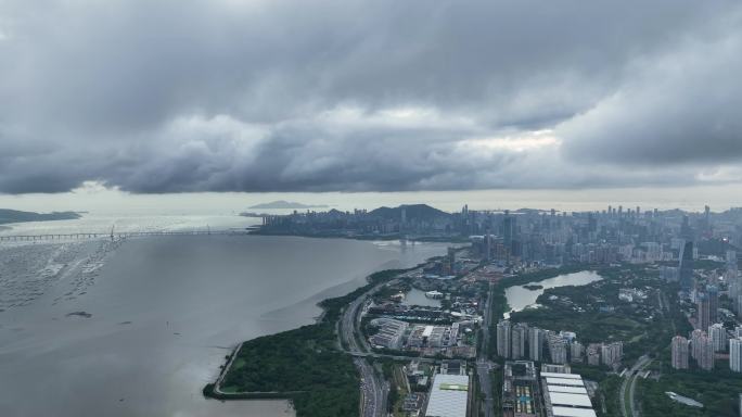 深圳南山深圳湾城市鸟瞰全景