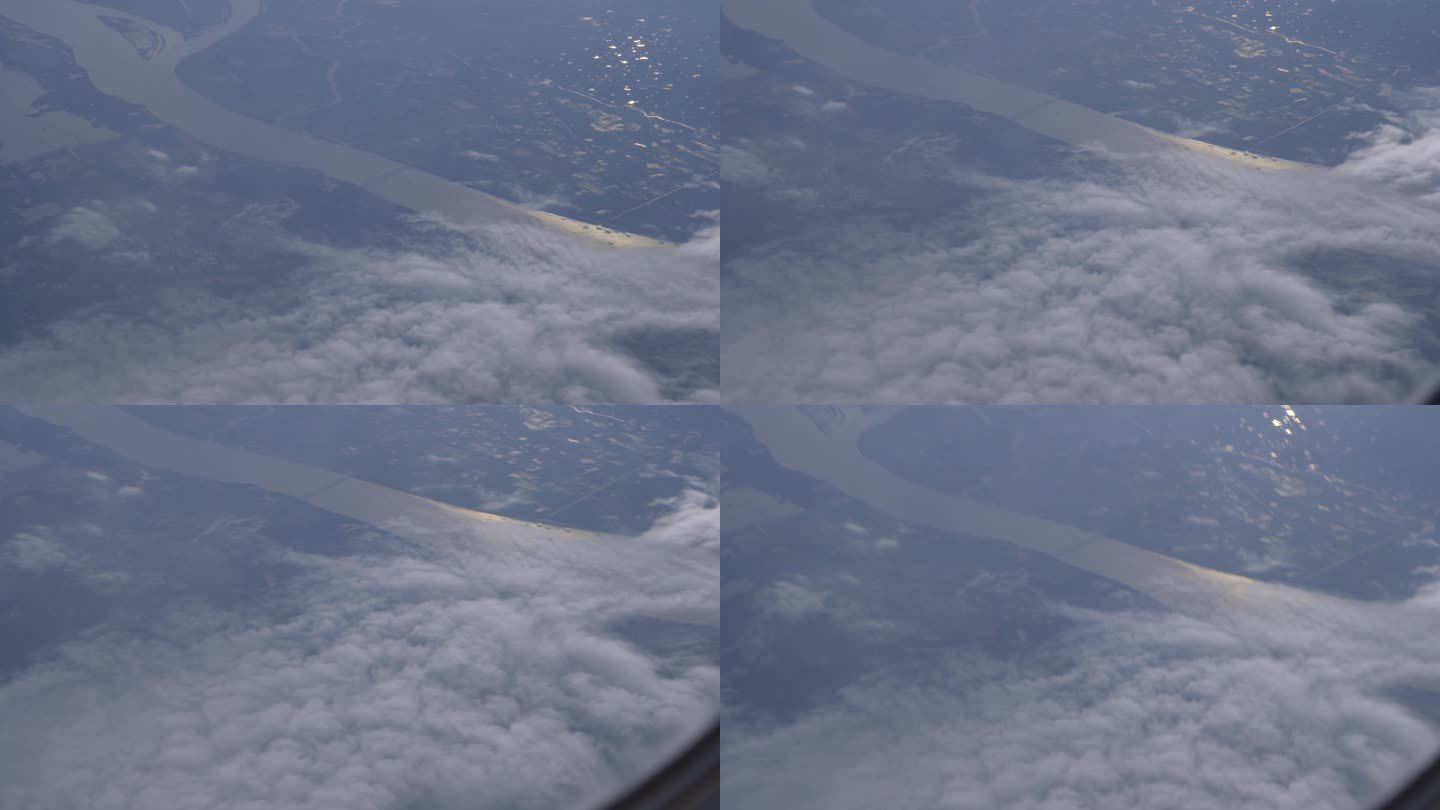 4K航拍中国地貌河流 飞机窗外 云雾