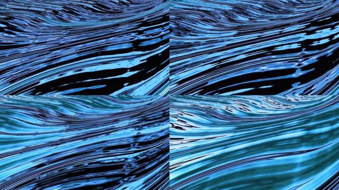 抽象的蓝色流水纹理图案。可循环波动画