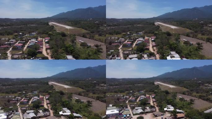 在洪都拉斯古色古香的格拉西亚斯镇，机场跑道俯视着天际线