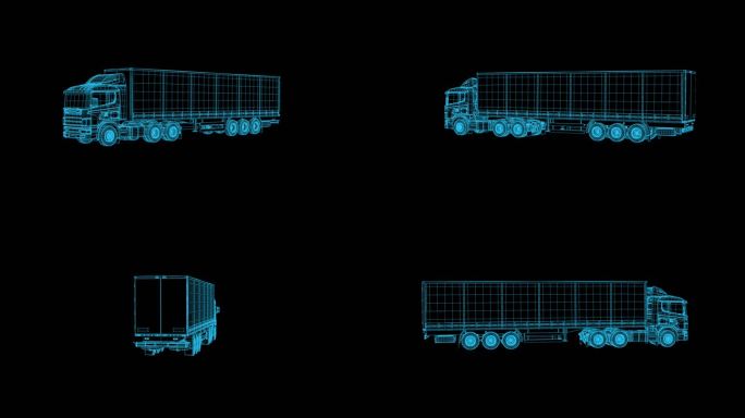 蓝色科技全息货车科技动画