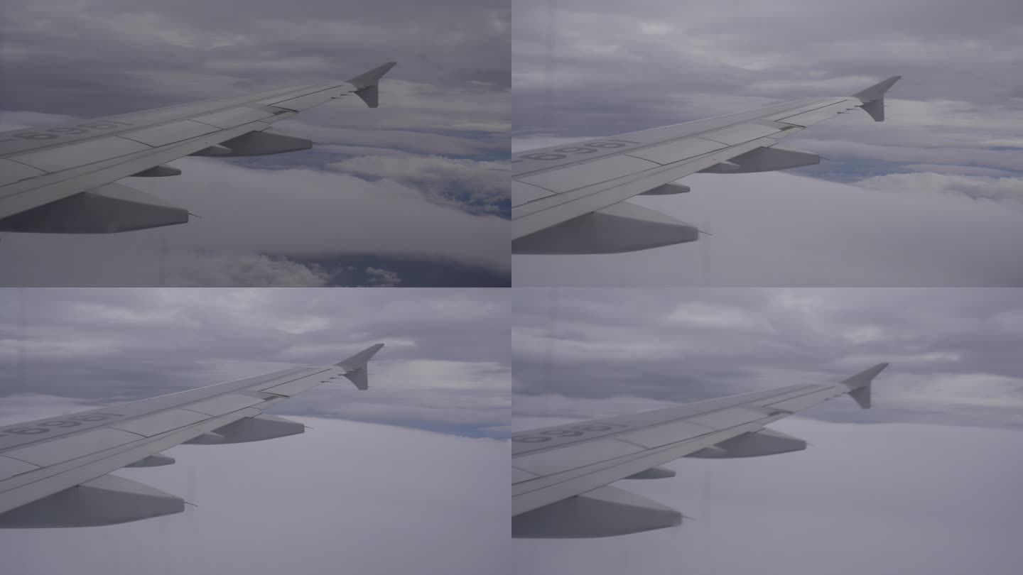 4K飞机窗外 云层云海机翼