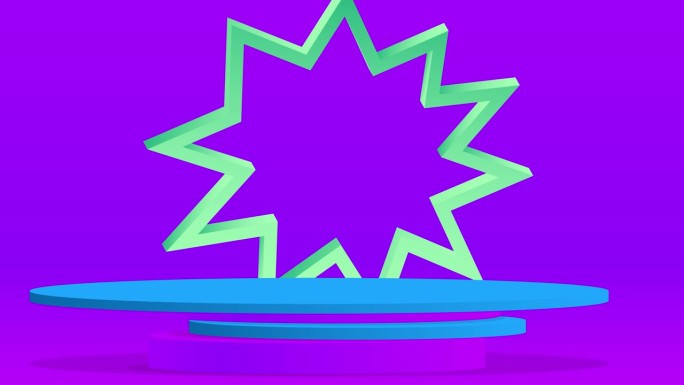 绿松石，紫色和蓝色的模型产品显示动画。