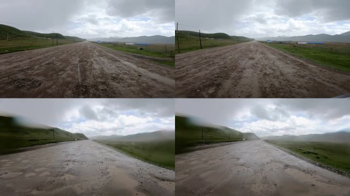 雨天泥泞道路开车车视角行车记录