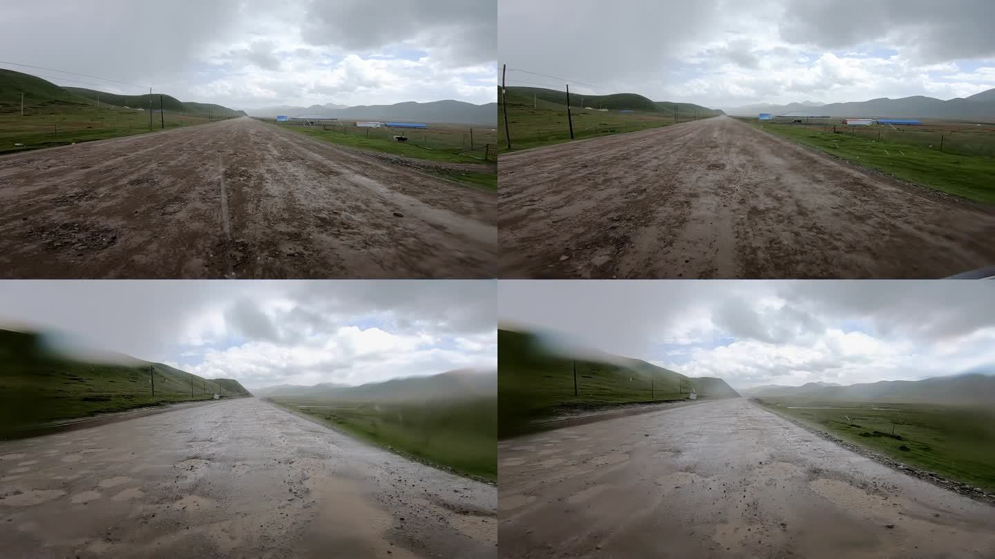 雨天泥泞道路开车车视角行车记录