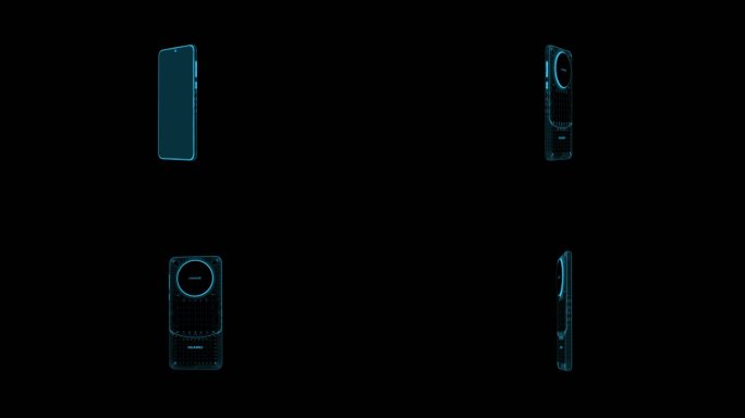 蓝色科技全息手机动画线框