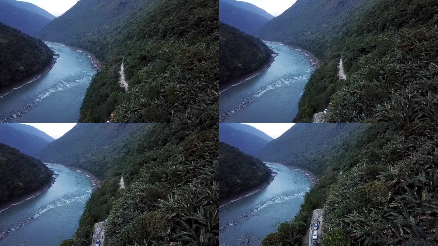 航拍西藏林芝墨脱县雅鲁藏布江大峡谷风光