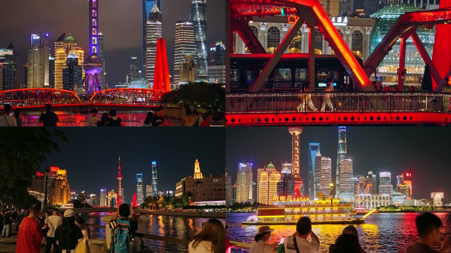 上海外滩苏州河外白渡桥夜景风光1