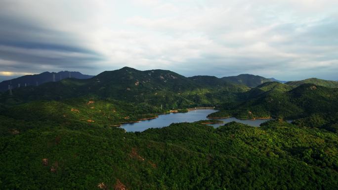 航拍深圳马峦山水库水源地