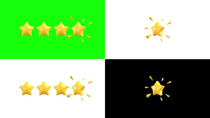 由五颗黄色星星组成的一组，它们的火花相互隔离。客户评价反馈或奖励概念。3 d渲染。